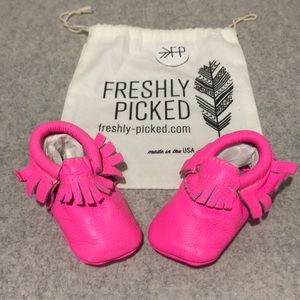 Freshly Picked limited edition Neon Pink moccasins